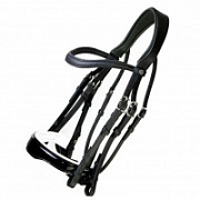 Оголовье мундштучное с лаковым анатомическим капсюлем и белой подложкой