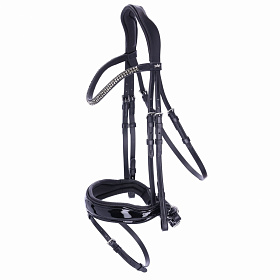 Уздечка выездковая Valencia со стразами и лаковым капсюлем