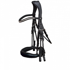 Оголовье мундштучное анатомическое Venice лаковое с дутыми ремнями